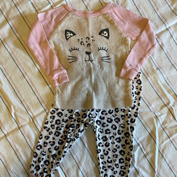 12 Month Baby Girls Kitty Cat Leopard Pajama Set